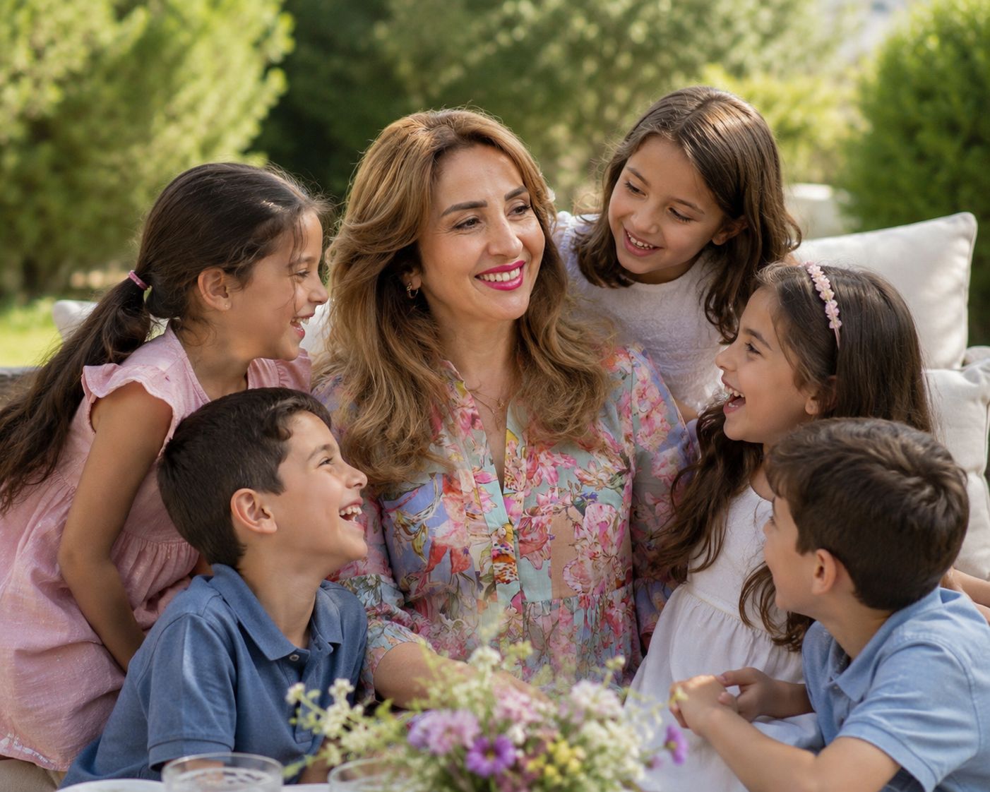 Sara with children